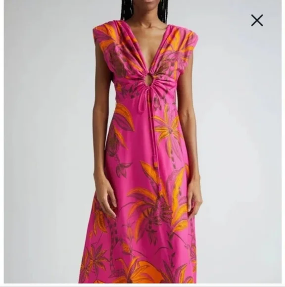 FARM Rio | Dresses | Farm Rio Beach Forest Print Maxi Dress Pinkorange Size  L | Poshmark